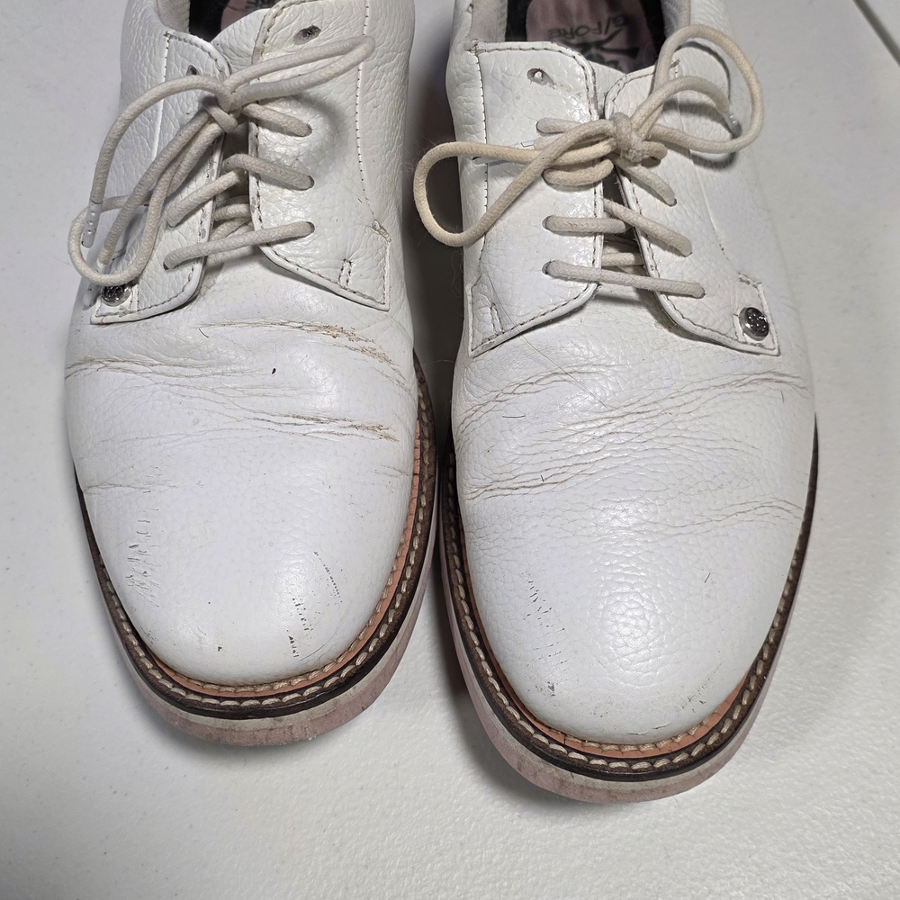 G/FORE White Leather Derby Lace-Up Dress Shoes
